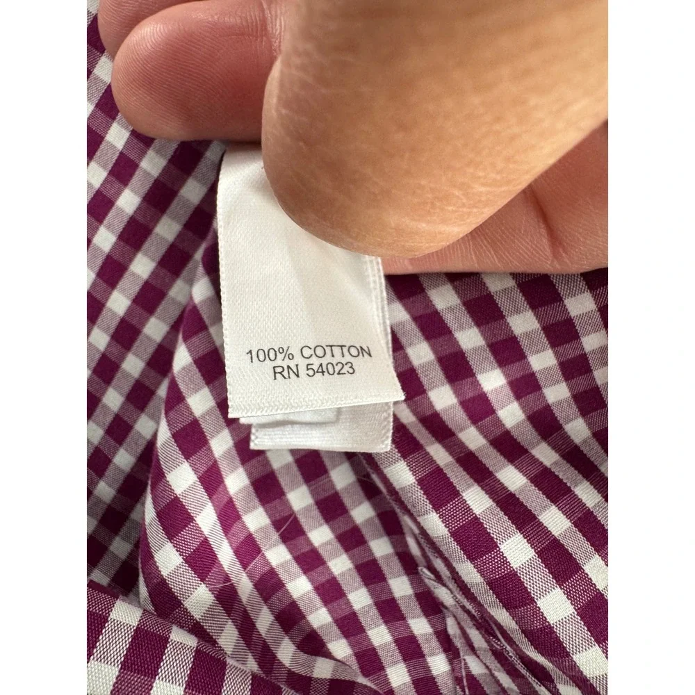 Banana Republic Button Down L/S Men M Classic Cotton Slim Fit Burgundy Gingham